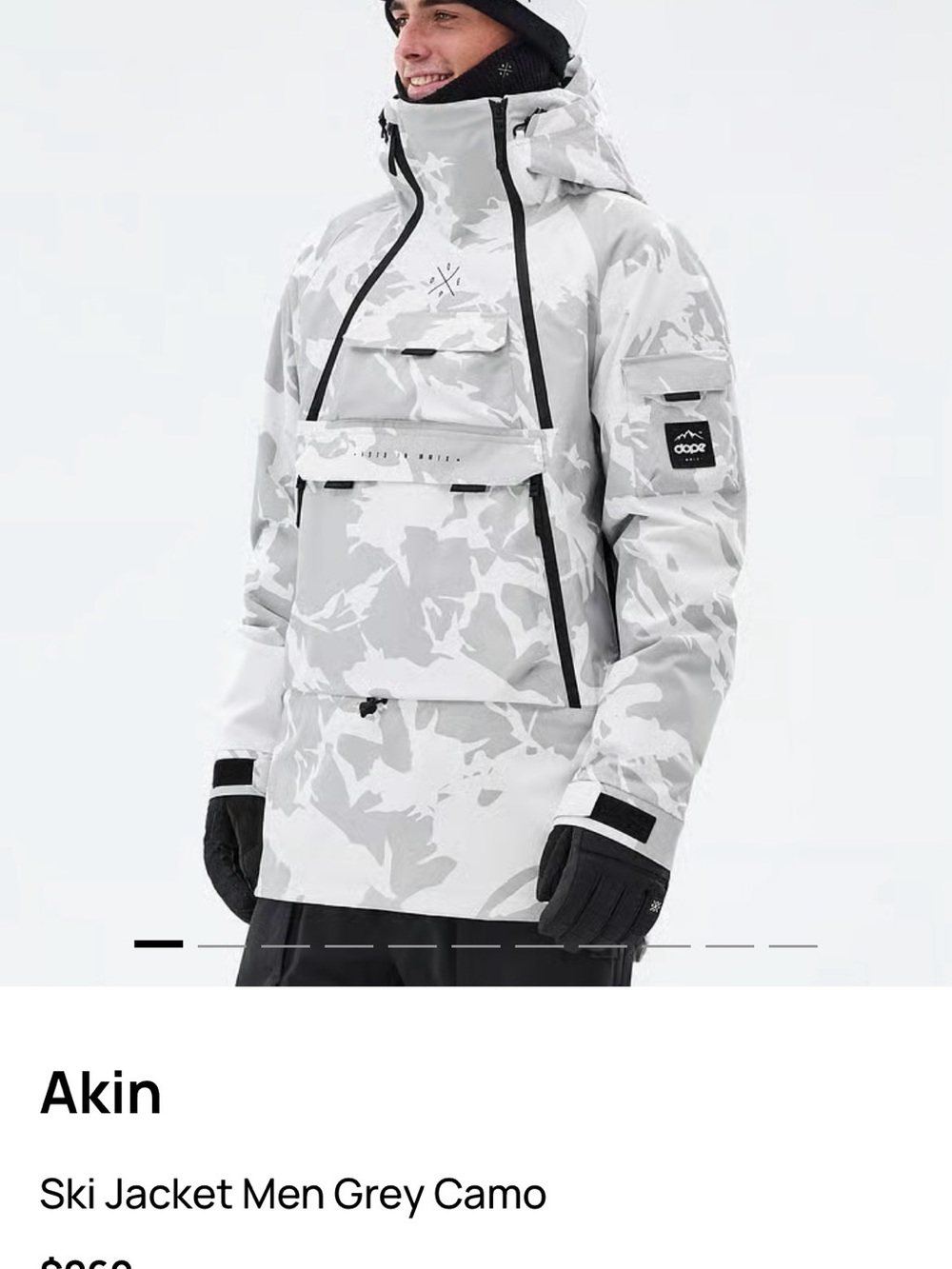 Dope Snow Akin Grey Camo Ski Jacket